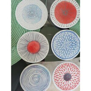 Set of 6 Coasters for Drinks Absorbing Round Ceramic Stone Coaster w Cork Base